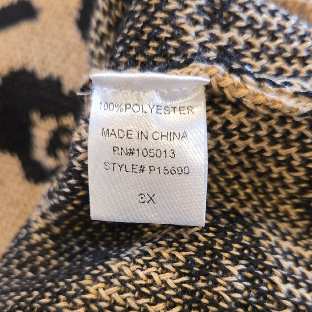 ANDREE BY UNIT Leopard Print Sweater - Tan and Black Size 3X NWT - Picture 7 of 7